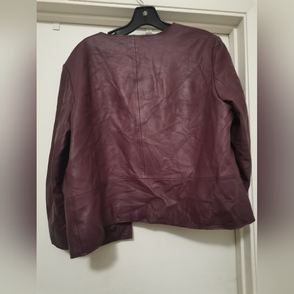 Ted Baker Burgundy Leather Jacket - Picture 3 of 7